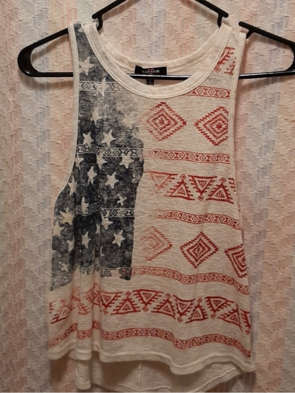 Southwest Pattern American Flag Burnout Tank